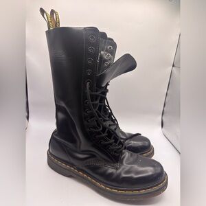 Dr. Martens 1914W Smooth Leather Tall Black Boots Women’s Size 10 14 Eyelets